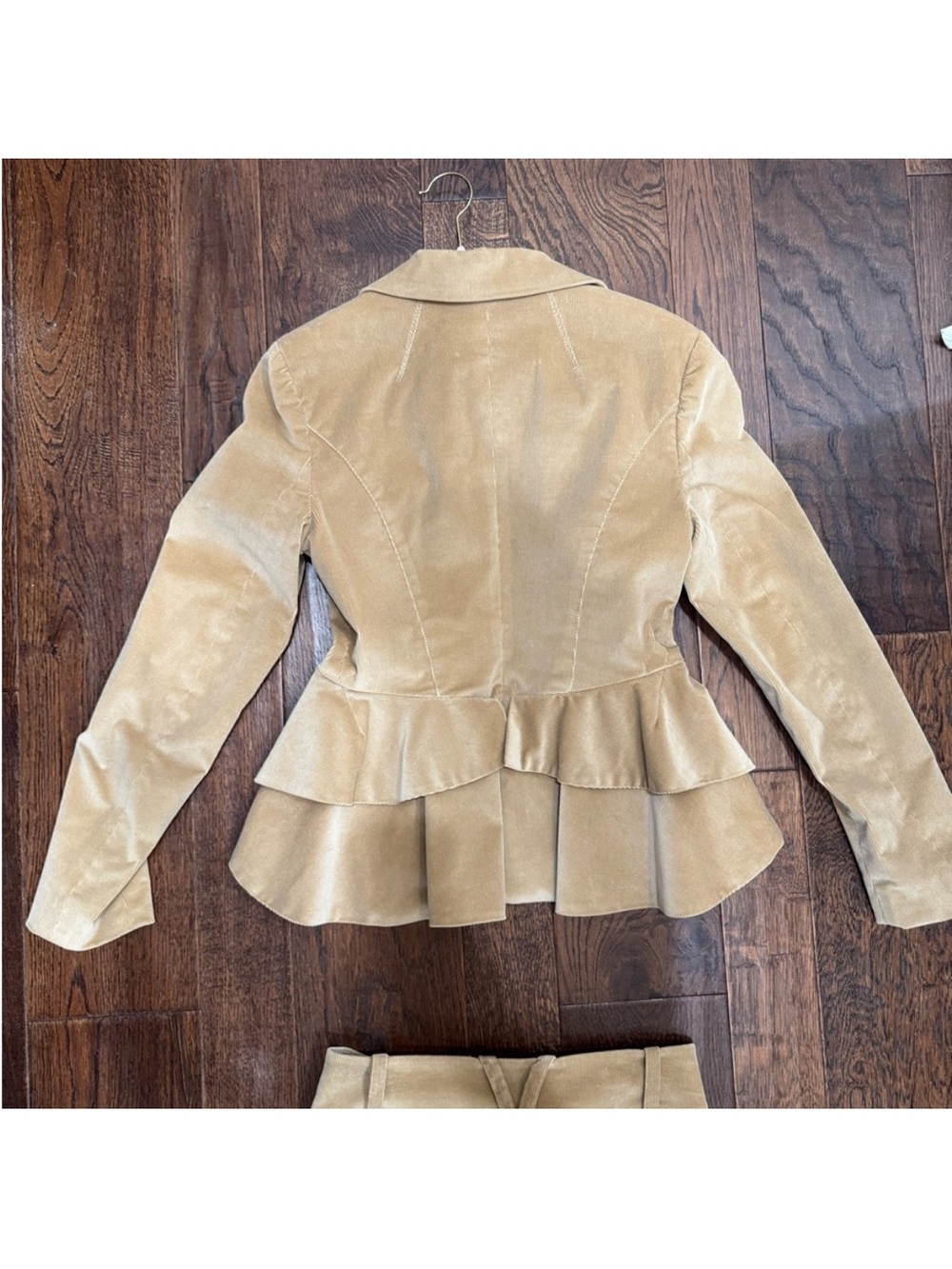 Bebe Peplum Beige Corduroy Blazer & Pants Set. - Picture 2 of 6